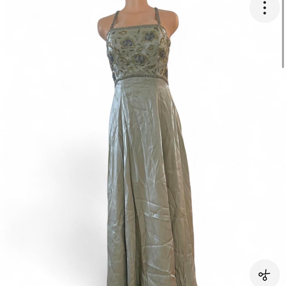 Embellished Olive Green Halter Maxi Dress